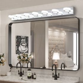 52" Modern 7-Light LED Vanity Light Fixture - Chrome Finish with Acrylic Light Shades - Energy-Efficient Bathroom Wall Sconce - Dimmable for Mirr
