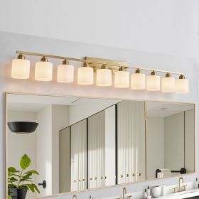 65inch Gold Bathroom Light Fixtures, Modern Bathroom Vanity Light with Milky White Glass Shade, Gold Wall Lamp Sconces for Mirror Bedroom