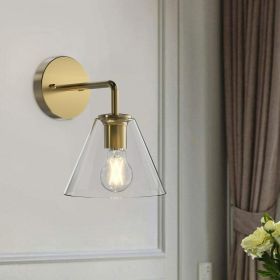 Gardens Modern Indoor Wall Sconce 1-Light A19 LED 5W(40W Equiv),Burnished Brass Clear Glass