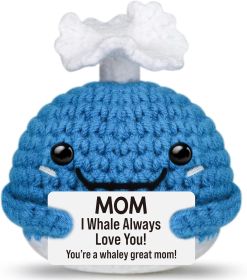 Mom Gifts from Daughter Son,Birthday Valentines for Mom Mama Mother in Law Bonus Step,Funny Handmade Crochet Whale Small Gift for Moms