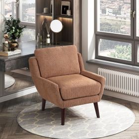 1pc Orange Color Accent Chair Cushion Seat Chenille Upholstery Comfort Style Durable Solid Wood Legs Contemporary Home Furniture