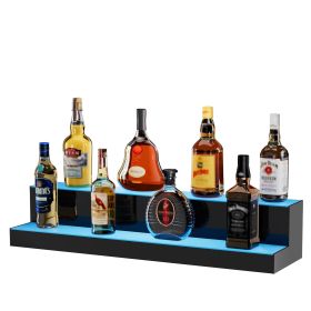 VEVOR LED Lighted Liquor Bottle Display, 2 Tiers 30 Inches, Illuminated Home Bar Shelf with RF Remote & App Control 7 Static Colors 1-4 H Timing