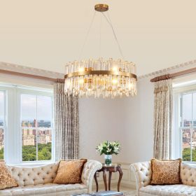 23.6 Inches Luxury Chandeliers Crystal Living Room Bedroom Decorative Lights Simple Modern Dining Room LED Lighting (Color: as Pic)